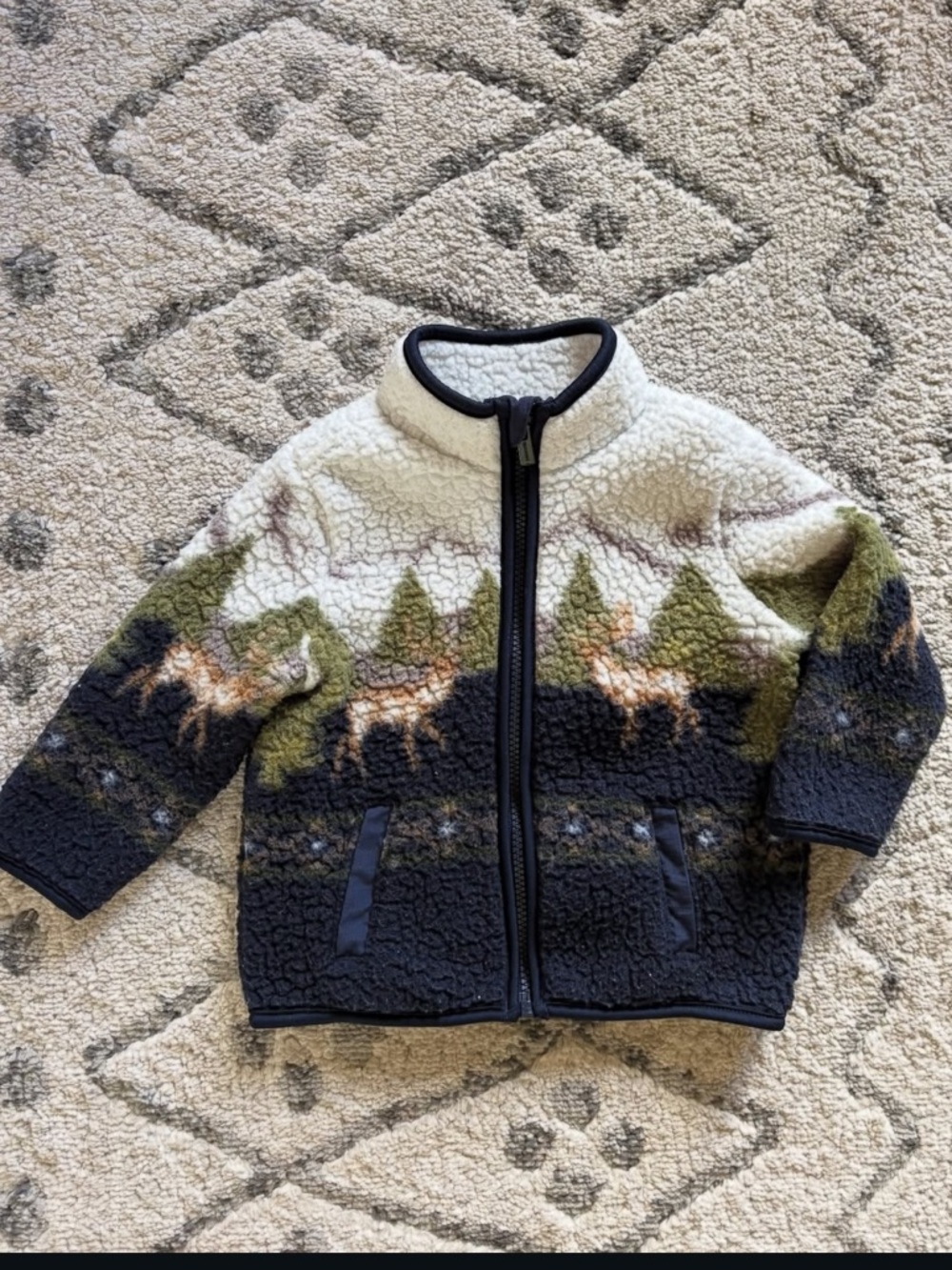Old Navy deer woods forest sherpa jacket